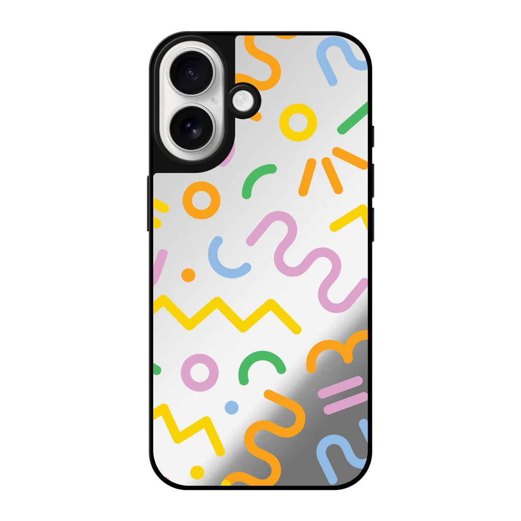 Reflective iPhone 16 Mirror Case –Abstract Doodles Design