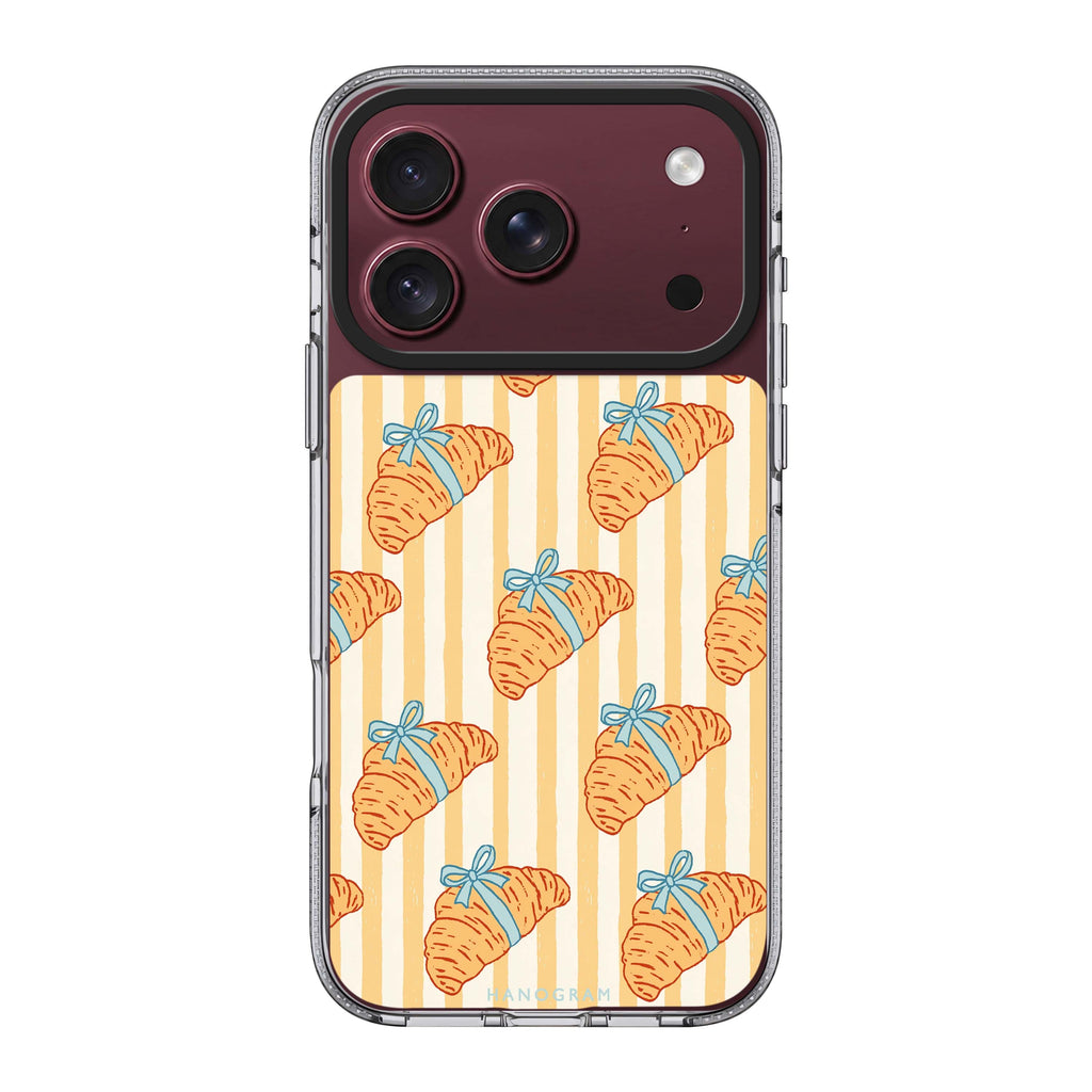 Croissants with Blue Bows iPhone 18 Pro Max Ultra Clear Case - Image 1