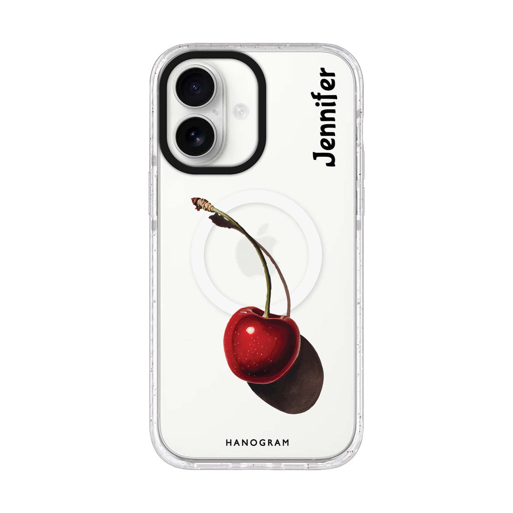 Ruby Rhapsody personalized name iPhone 17 ultra clear MagSafe case, front product view