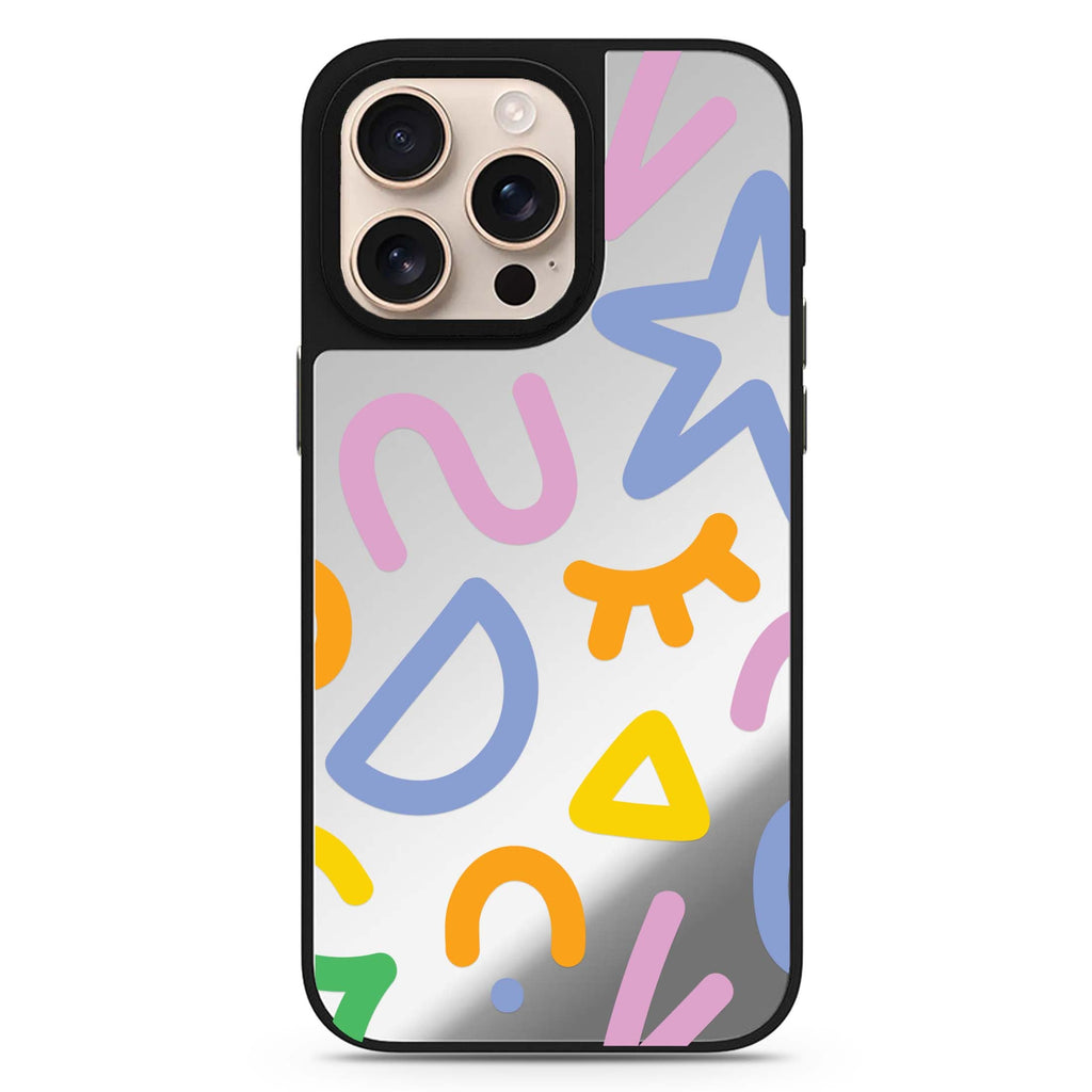 Abstract Doodles Design 6 cute aesthetic design iPhone 16/15/14 Pro Max & Pro mirror case
