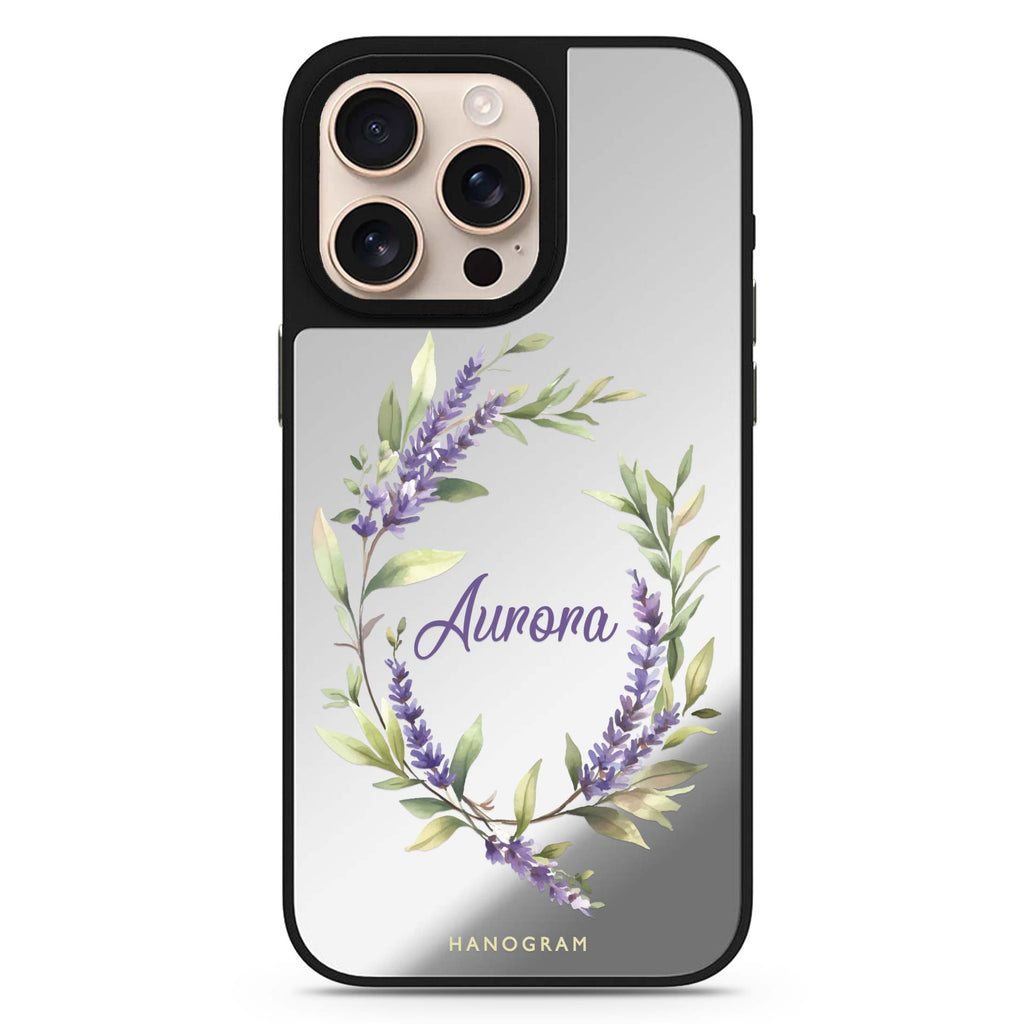 Lavender Ring iPhone personalized name floral design iPhone 16/15/14 Pro Max & Pro mirror case