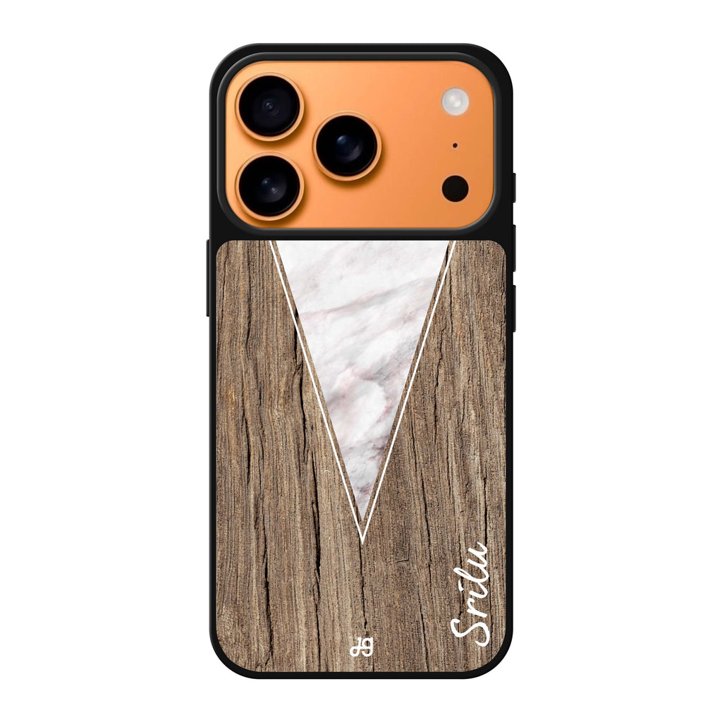 Marble & Wood II personalized name marble iPhone 17 Pro Max mirror case
