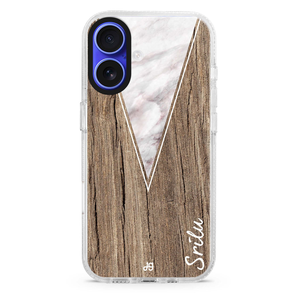 Marble & Wood II MagSafe Compatible iPhone 16 Ultra Clear Case - Personalized and Stylish Protection