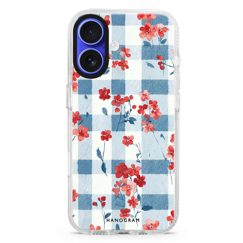 Cherry Meadow iPhone 16 and 16 Plus ultra clear case, transparent fruit artwork, front product view