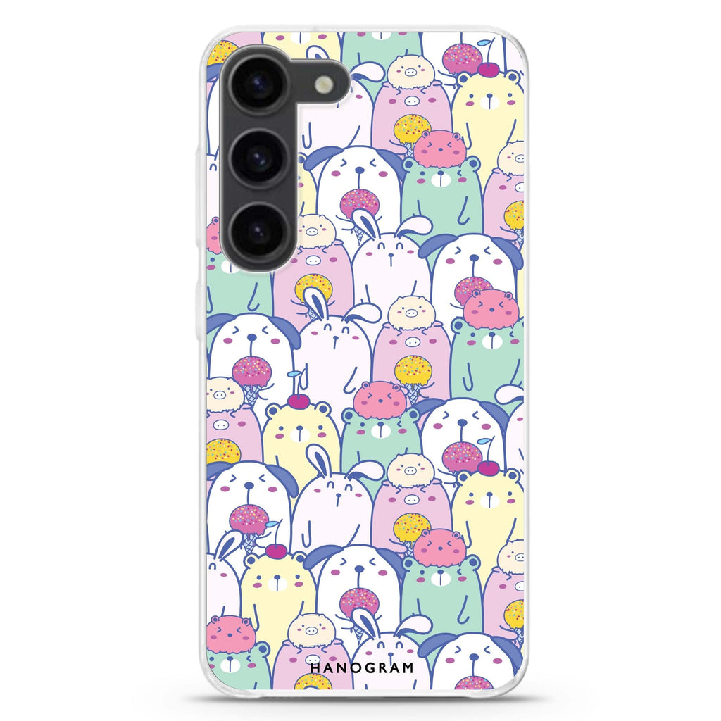 Charm Critters ultra-clear case for Samsung Galaxy S23/S22, front view