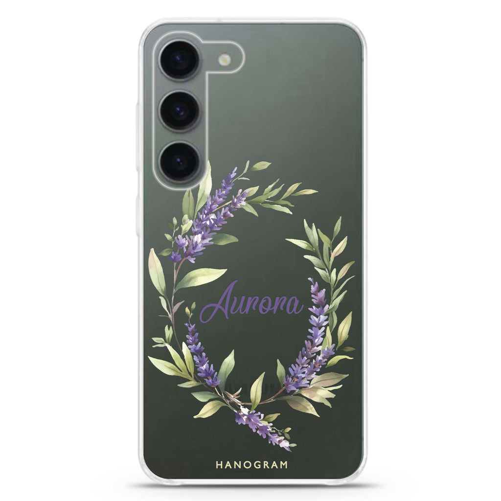 Lavender Ring personalized ultra-clear case for Samsung Galaxy S23/S22, front view