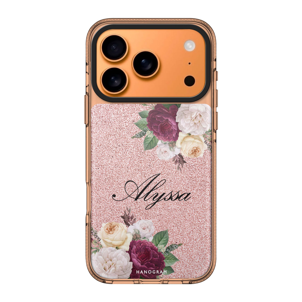 Glittering Floral personalized name flower floral sparkle spring iPhone 17 Pro Max ultra clear case