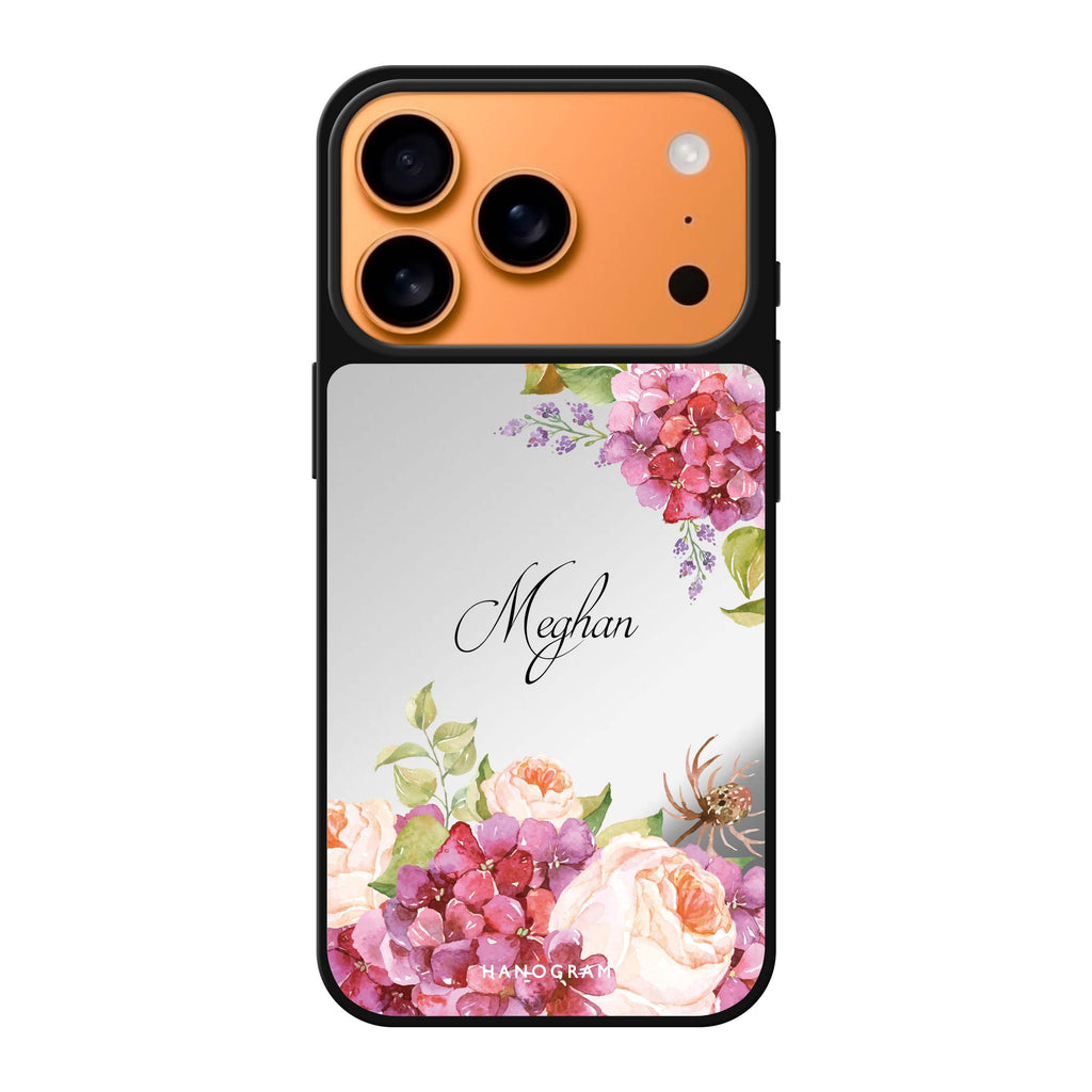 Pretty Floral personalized name spring flower floral iPhone 17 Pro Max mirror case