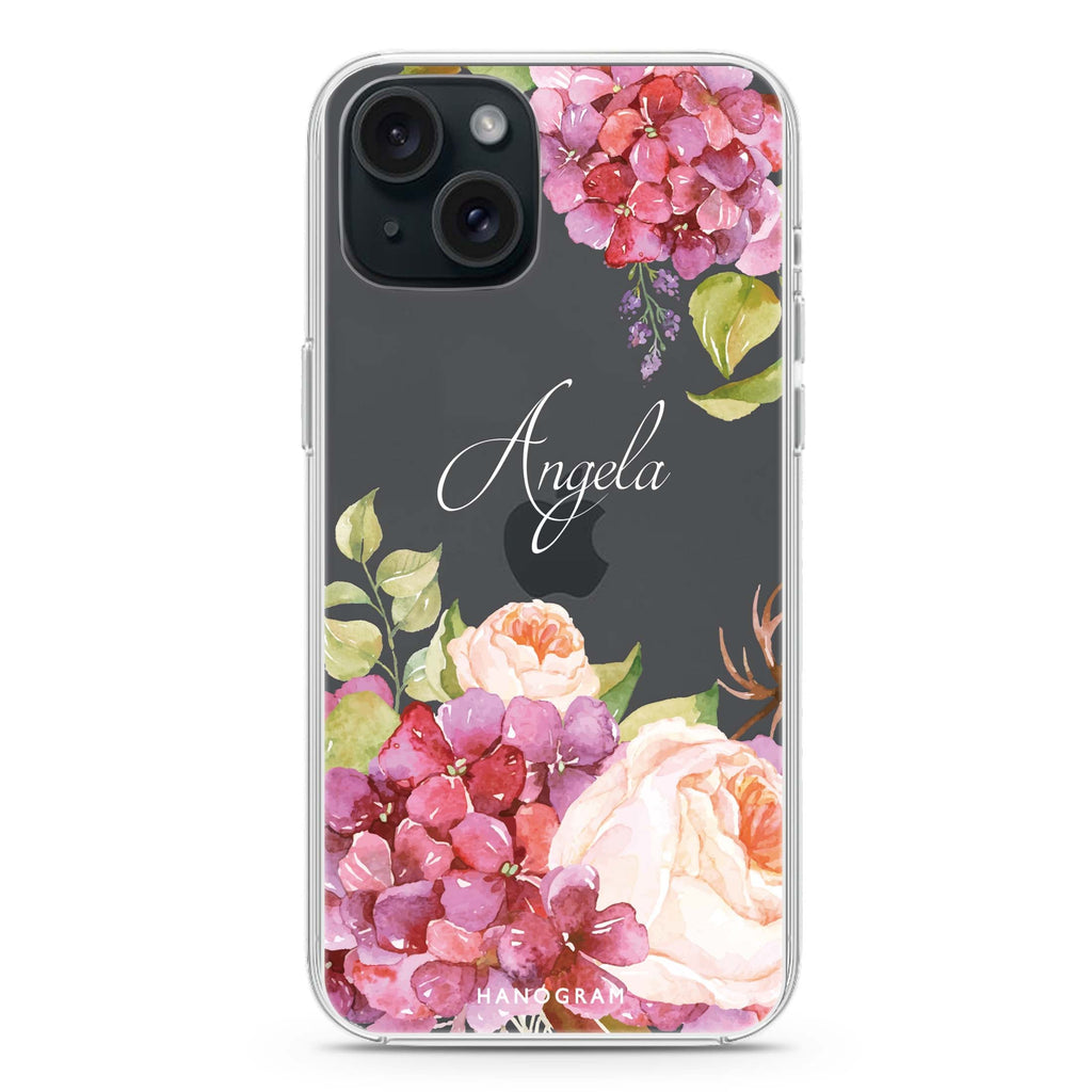 Pretty Floral iPhone 15 plus Ultra Clear Case