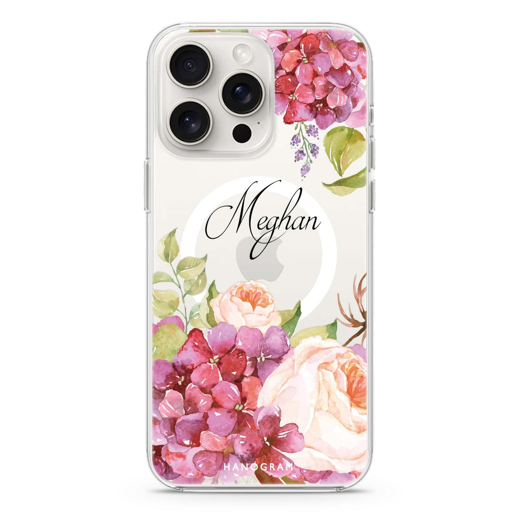 Pretty Floral iPhone 15 Pro MagSafe Compatible Ultra Clear Case
