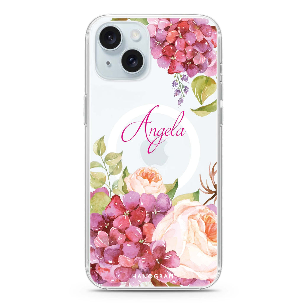 Pretty Floral iPhone 15 Plus MagSafe Compatible Ultra Clear Case
