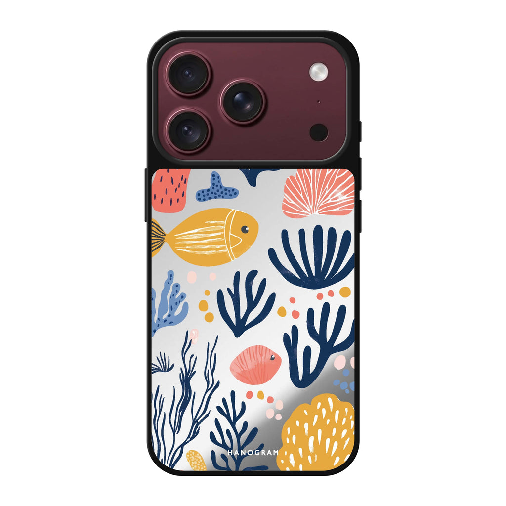 Coral Cutouts orange iPhone 18 Pro Max mirror case