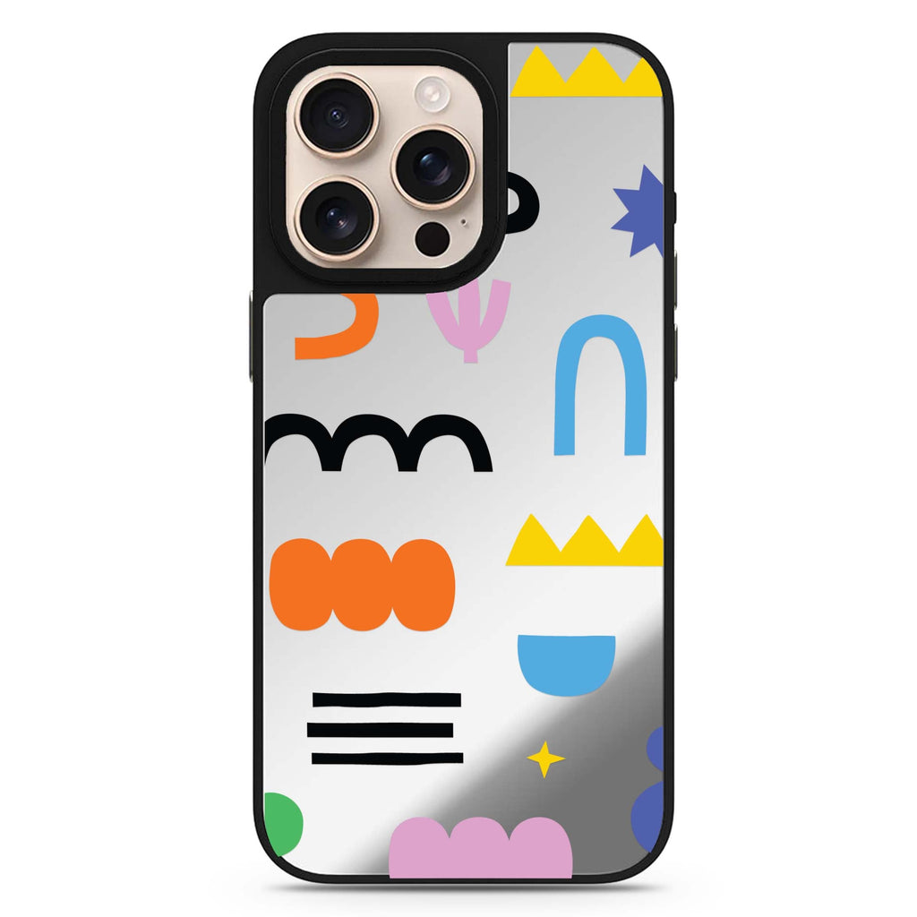 Abstract Doodles Pattern Design 1 cute aesthetic design iPhone 16/15/14 Pro Max & Pro mirror case