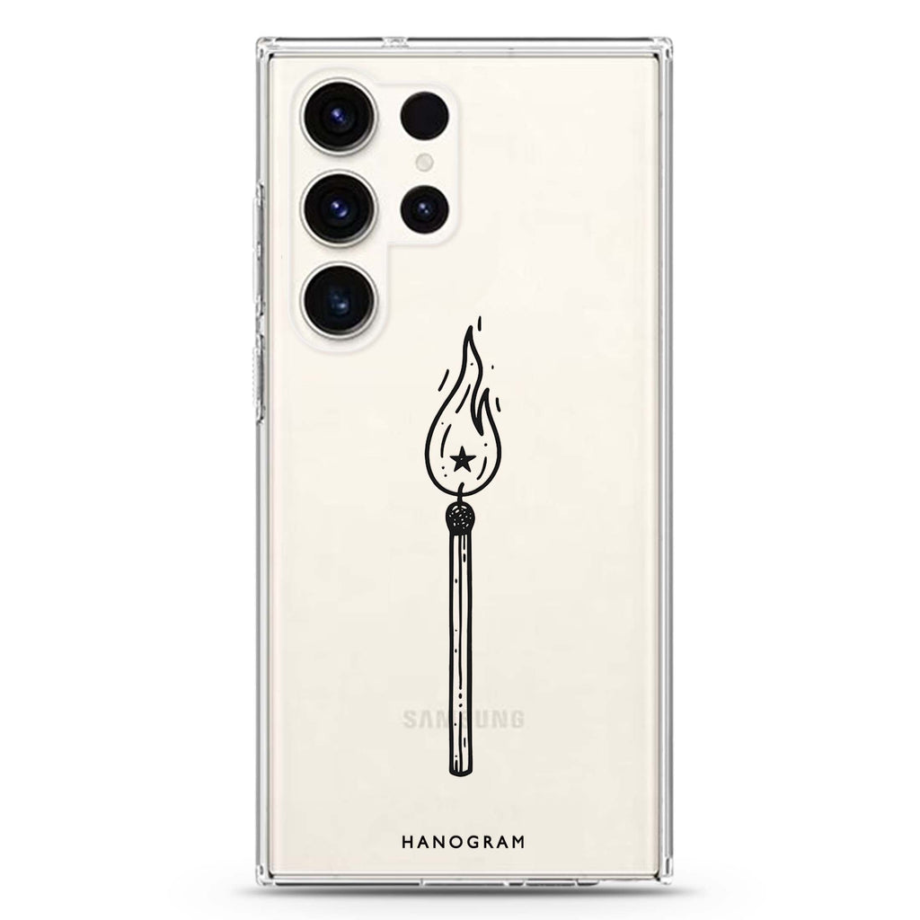 A Match Full of Stars Samsung Galaxy Ultra Clear Case — front view