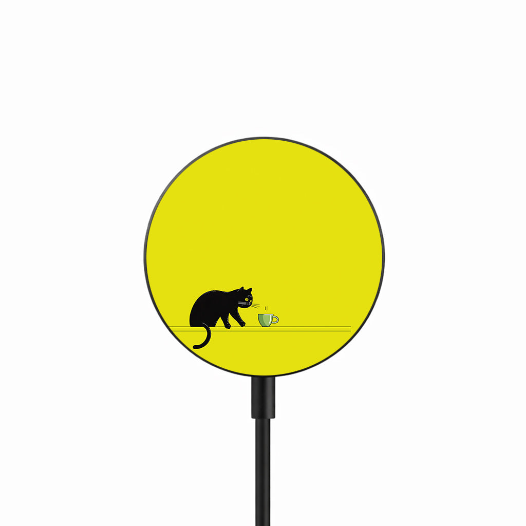 Playful Cat Coffee 25W Qi2.2 magnetic wireless charger front view