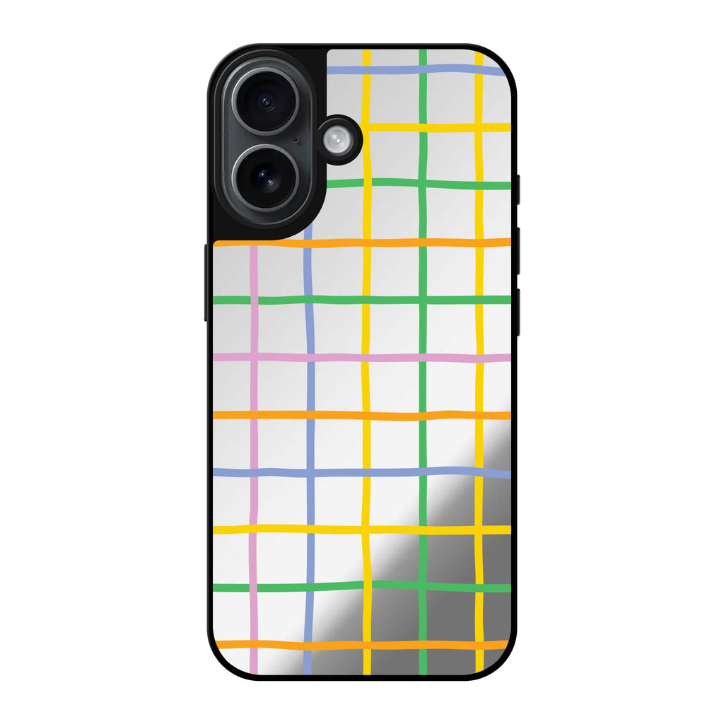 Reflective iPhone 16 Mirror Case –Abstract Doodles Pattern Design