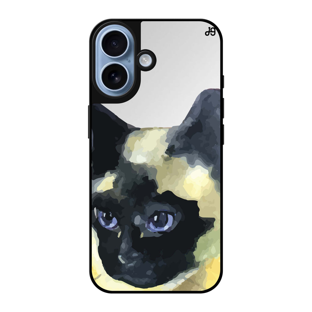 Reflective iPhone 16 Mirror Case –Watercolour Cat Design