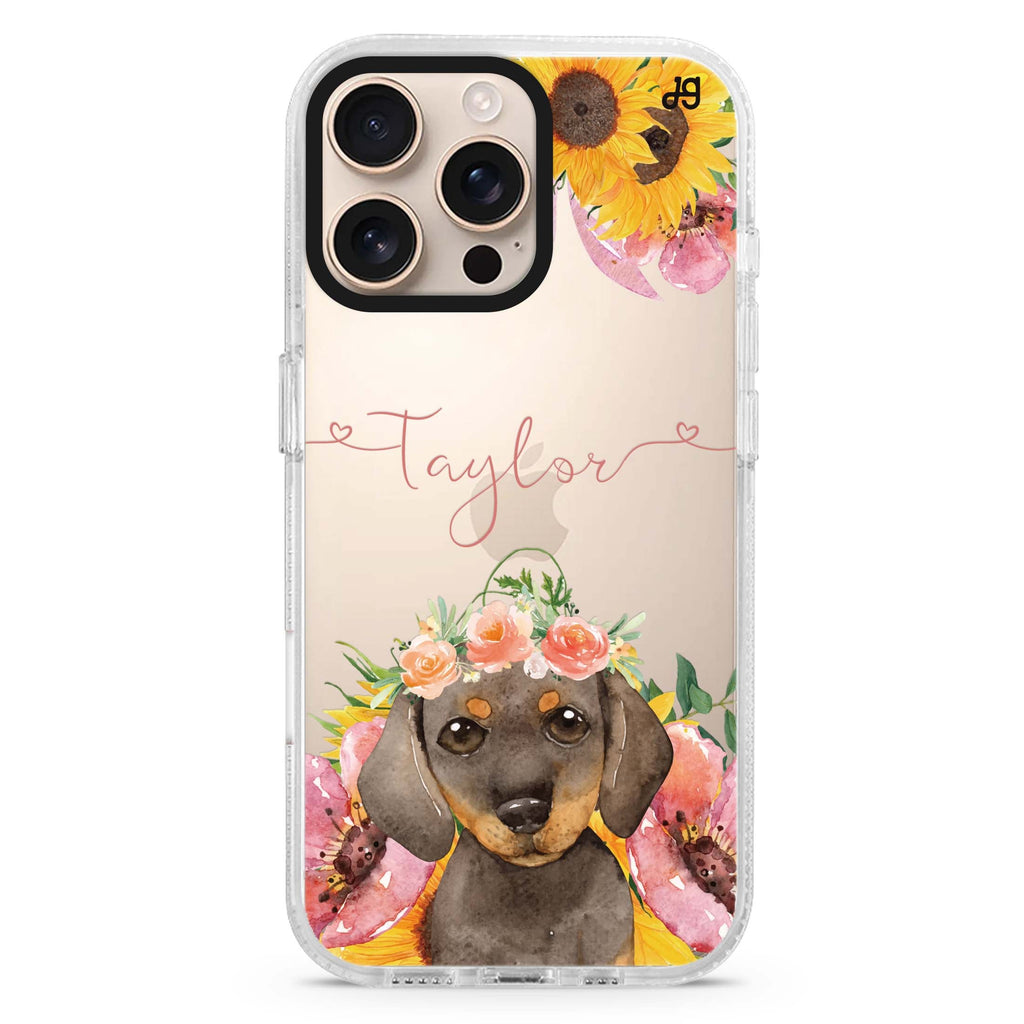 Sunflower Puppy iPhone 16 Pro & 16 Pro Max Case - Personalized and Stylish Protection