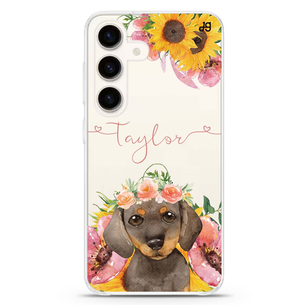 Sunflower Puppy Samsung Galaxy Ultra Clear Case