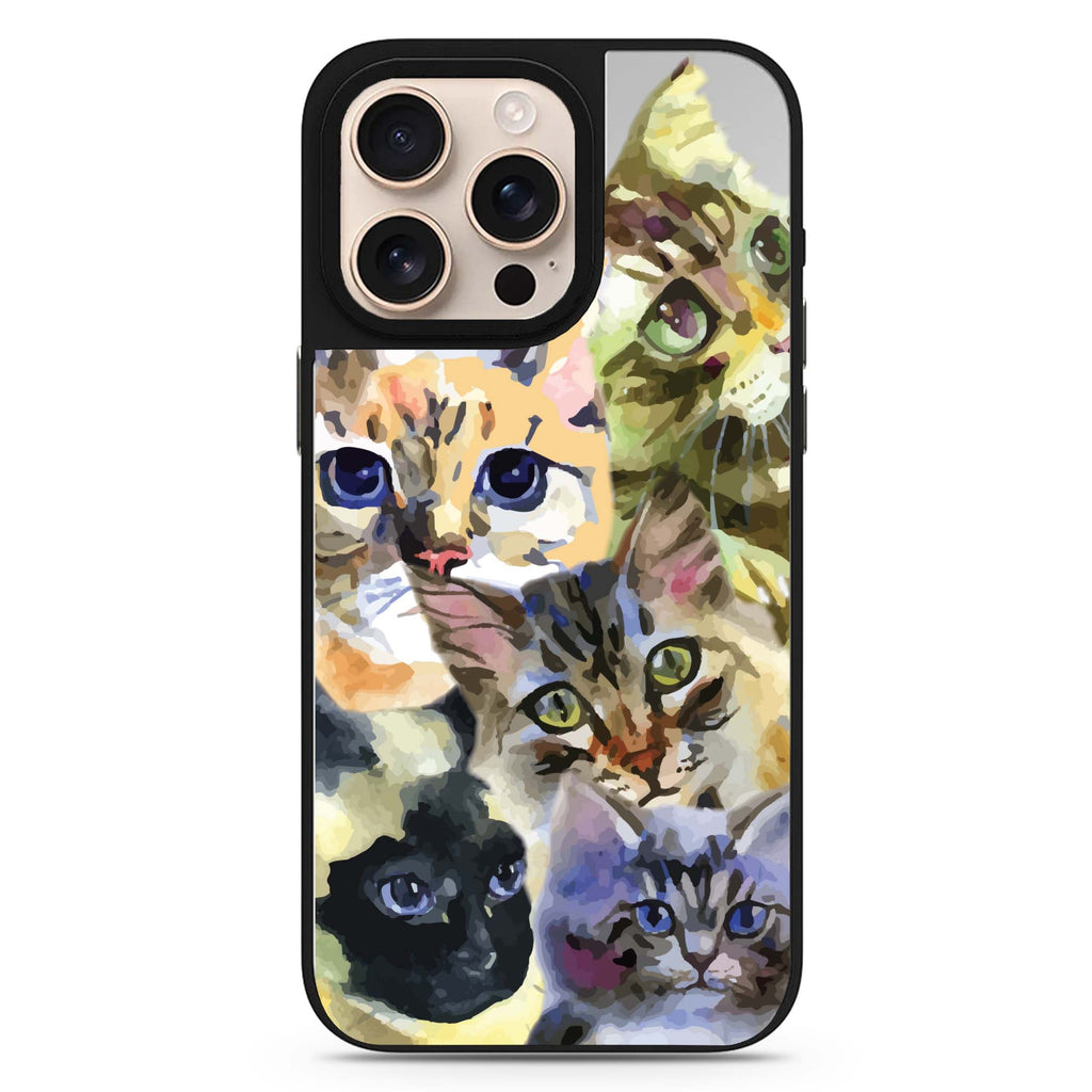Watercolour Cat Design 4 cat design iPhone 16/15/14 Pro Max & Pro mirror case