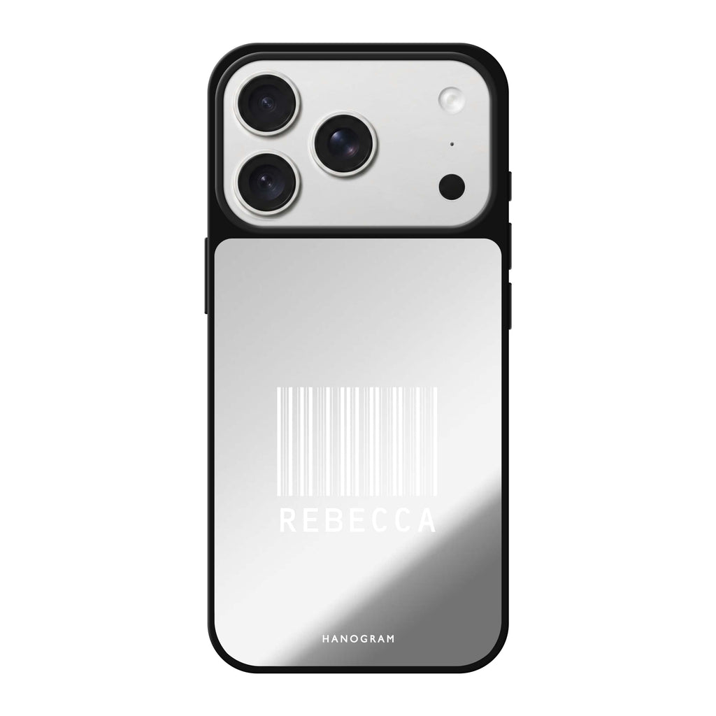 Barcode personalized name pattern iPhone 18 Pro Max mirror case