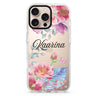 Butterfly Garden custom name iPhone 16/15/14 Pro Max & Pro ultra clear case floral design, front product view