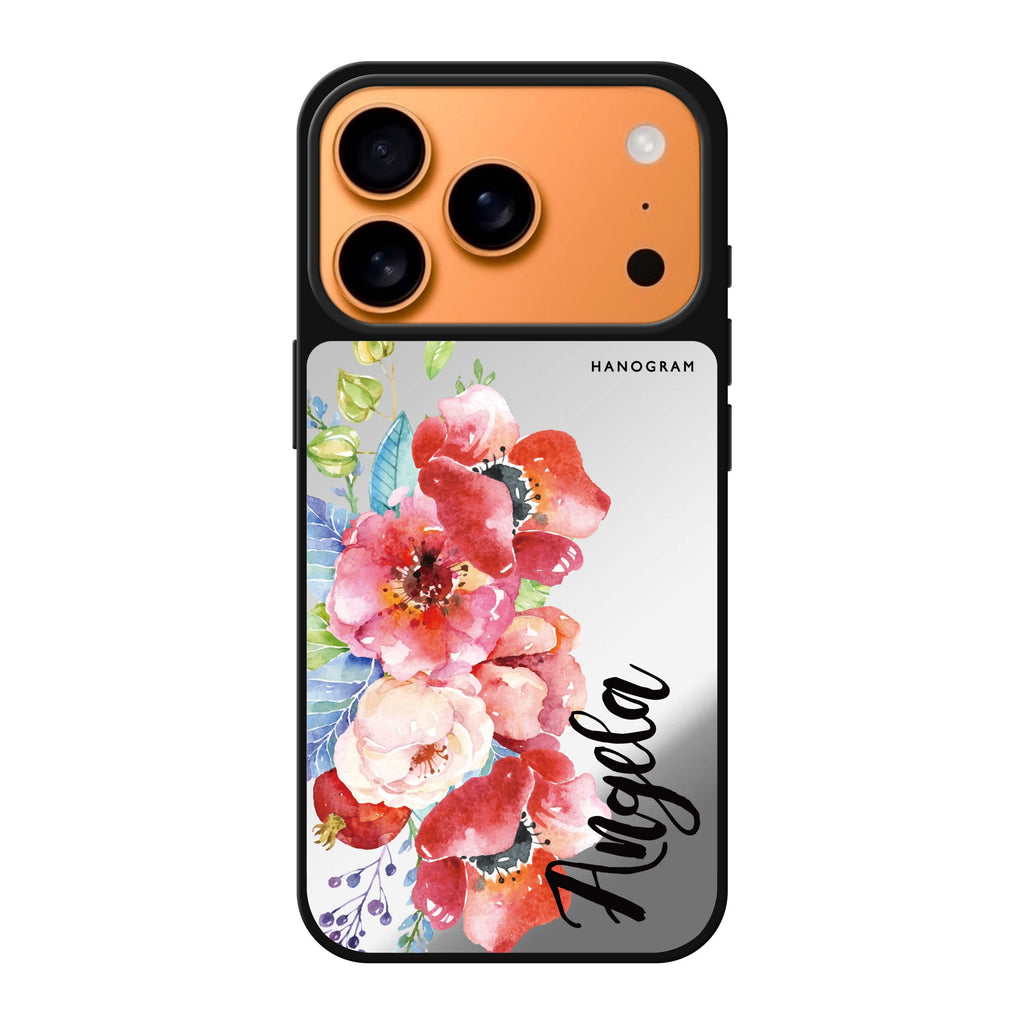 Poppies personalized name flower floral iPhone 17 Pro Max mirror case