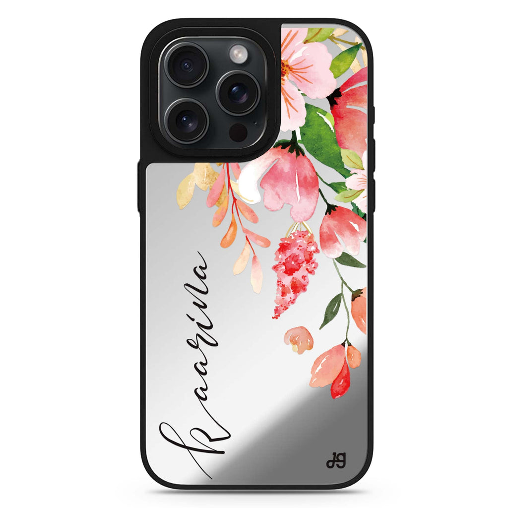 Watercolor Blossom personalized name MagSafe mirror case for iPhone 16/15/14 Pro Max and Pro, main view