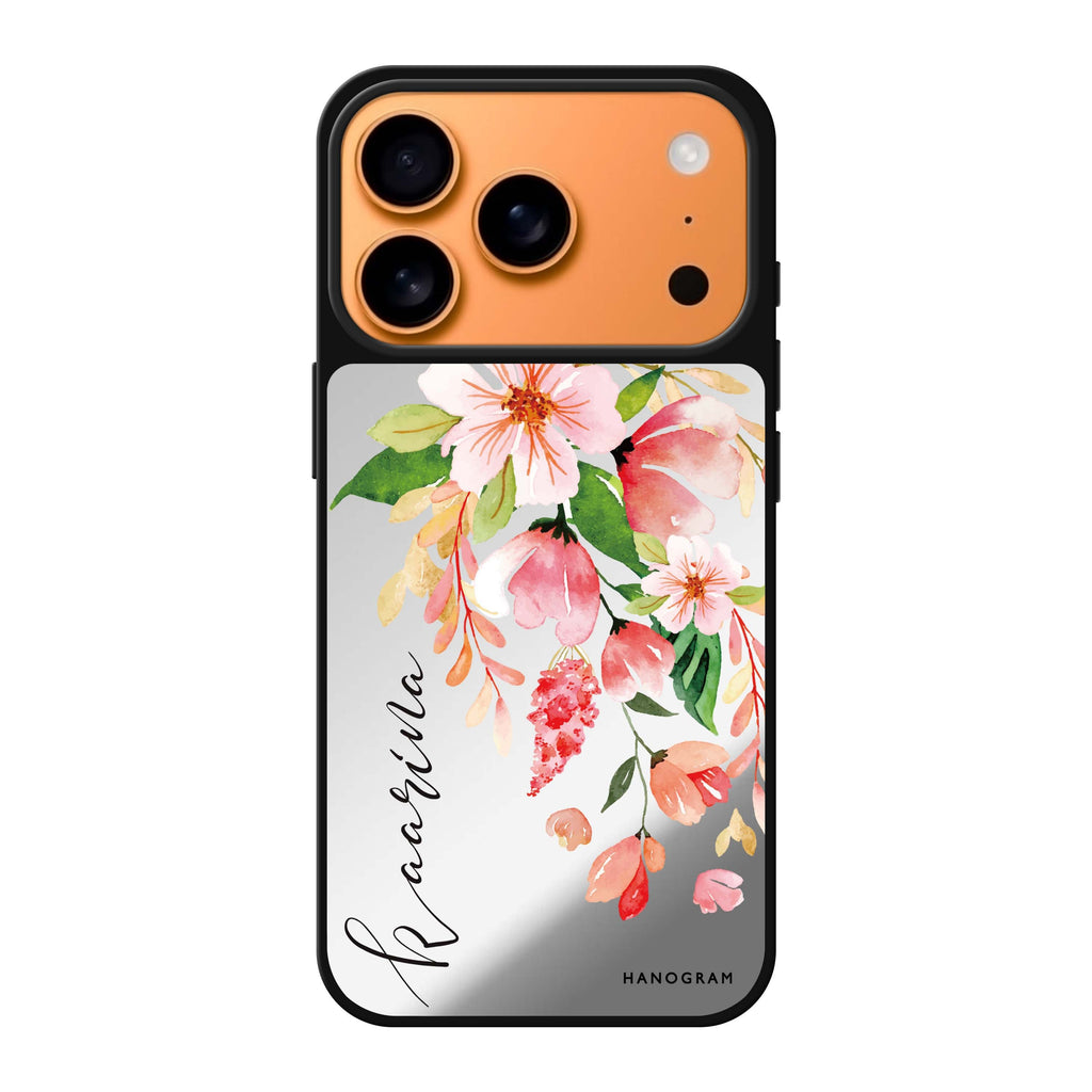 Watercolor Blossom personalized name spring flower floral watercolor iPhone 17 Pro Max mirror case