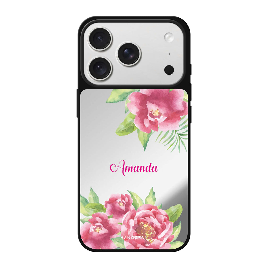 Watercolor Paeonia personalized name watercolor iPhone 18 Pro Max mirror case