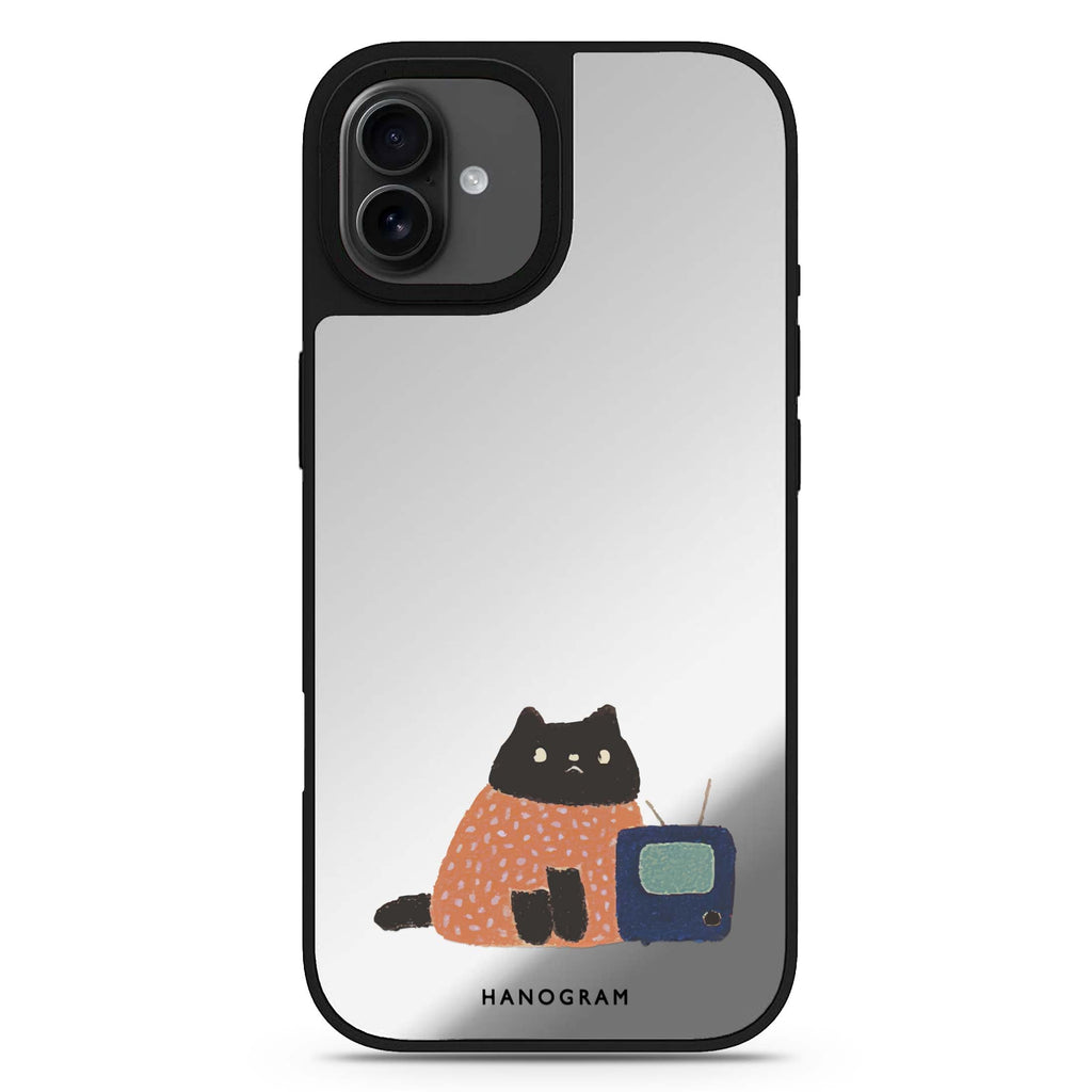 Whiskerflix Night black cat lucky black cat black cat iPhone 17 mirror case
