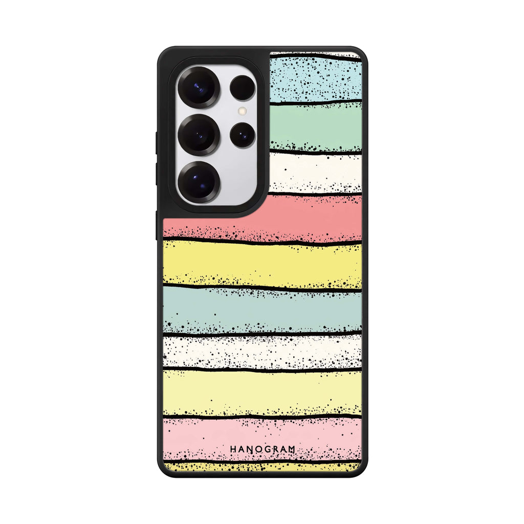 Glitter Stripe Charm Mirror Case