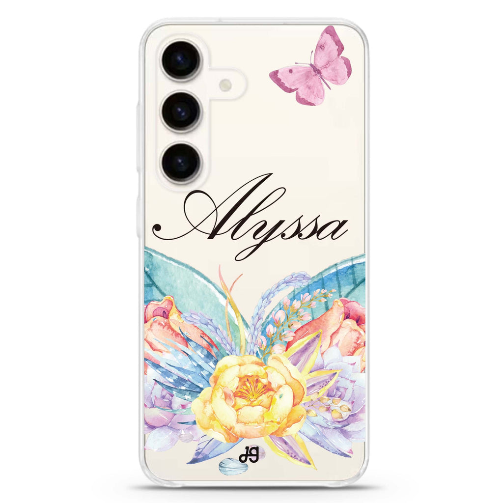 Butterfly and Abloom Rose Samsung Galaxy Ultra Clear Case