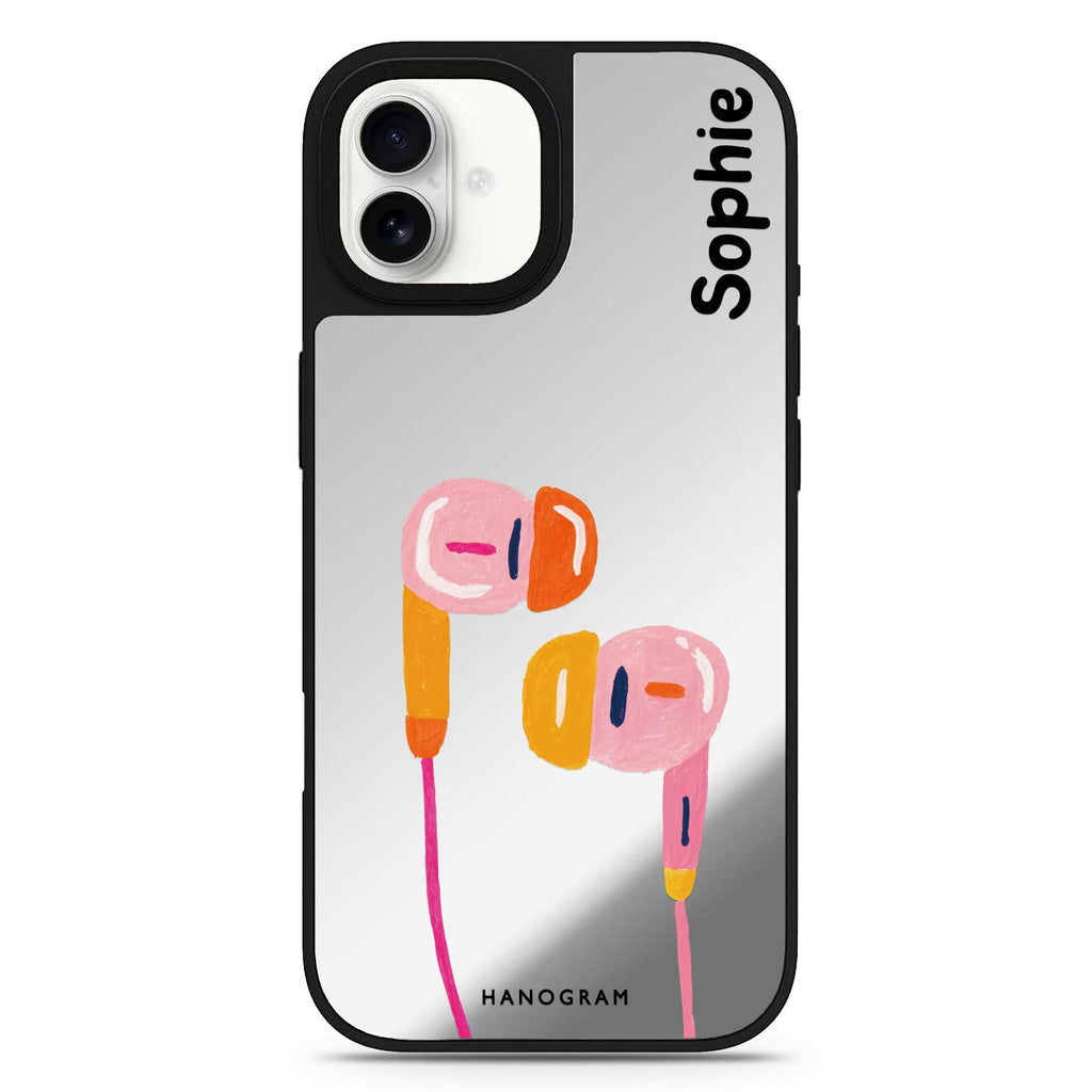 Pastel Beats personalized name iPhone 17 mirror case