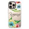 Golden and White Anemones custom name iPhone 16/15/14 Pro Max & Pro ultra clear case floral design, front product view
