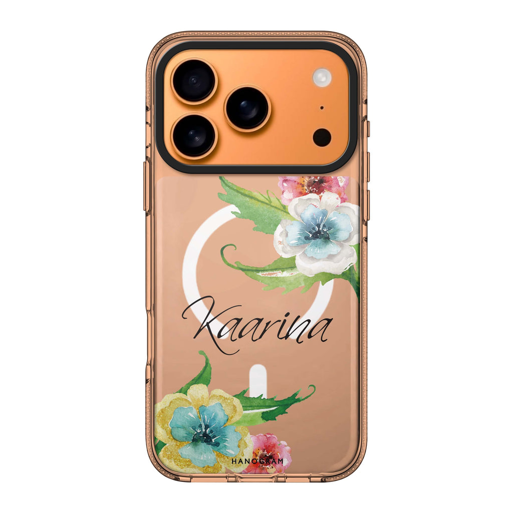 Golden and White Anemones personalized name gold white flower floral iPhone 17 Pro Max ultra clear case