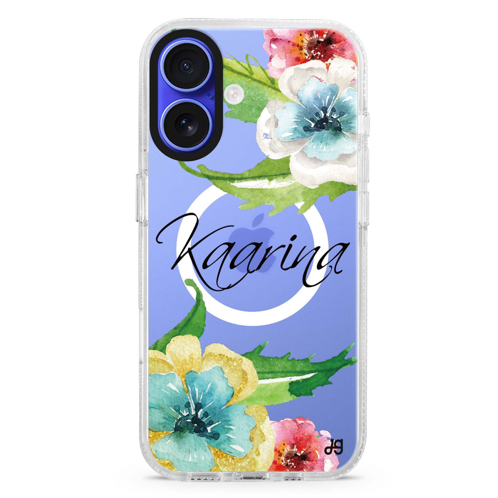 Golden and White Anemones MagSafe Compatible iPhone 16 Ultra Clear Case - Personalized and Stylish Protection