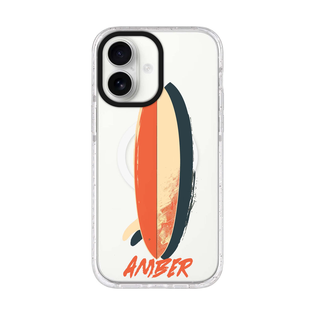 Wave Rider personalized name iPhone 17 ultra clear MagSafe case, front product view