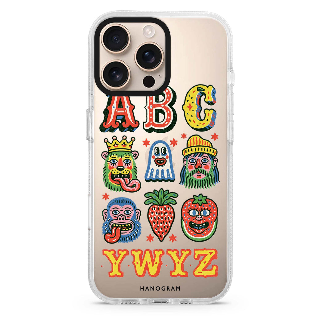 Oddball AlpHAAet Parade iPhone 16 Pro Max Ultra Clear Case - front view