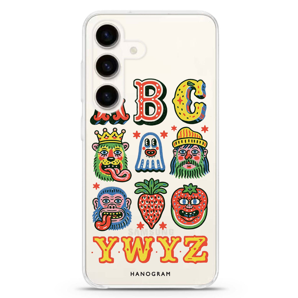 Oddball AlpHAAet Parade Samsung Galaxy Ultra Clear Case — front view