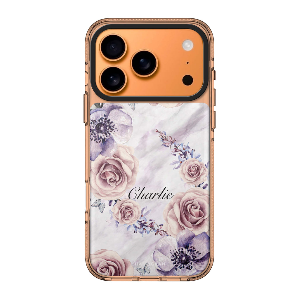 White Marble & Flower personalized name white flower floral marble iPhone 17 Pro Max ultra clear case