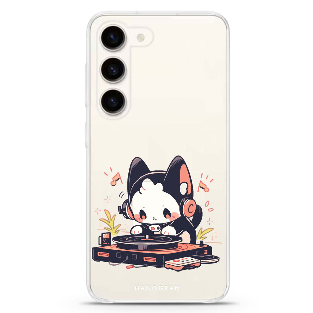 DJ Paws Play ultra-clear case for Samsung Galaxy S23/S22, front view