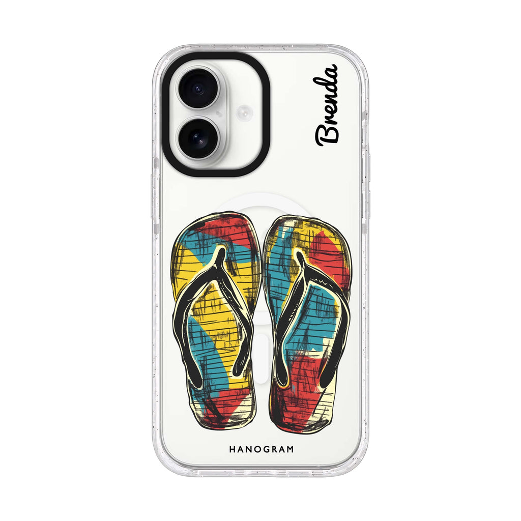 Sunny Steps personalized name iPhone 17 ultra clear MagSafe case, front product view