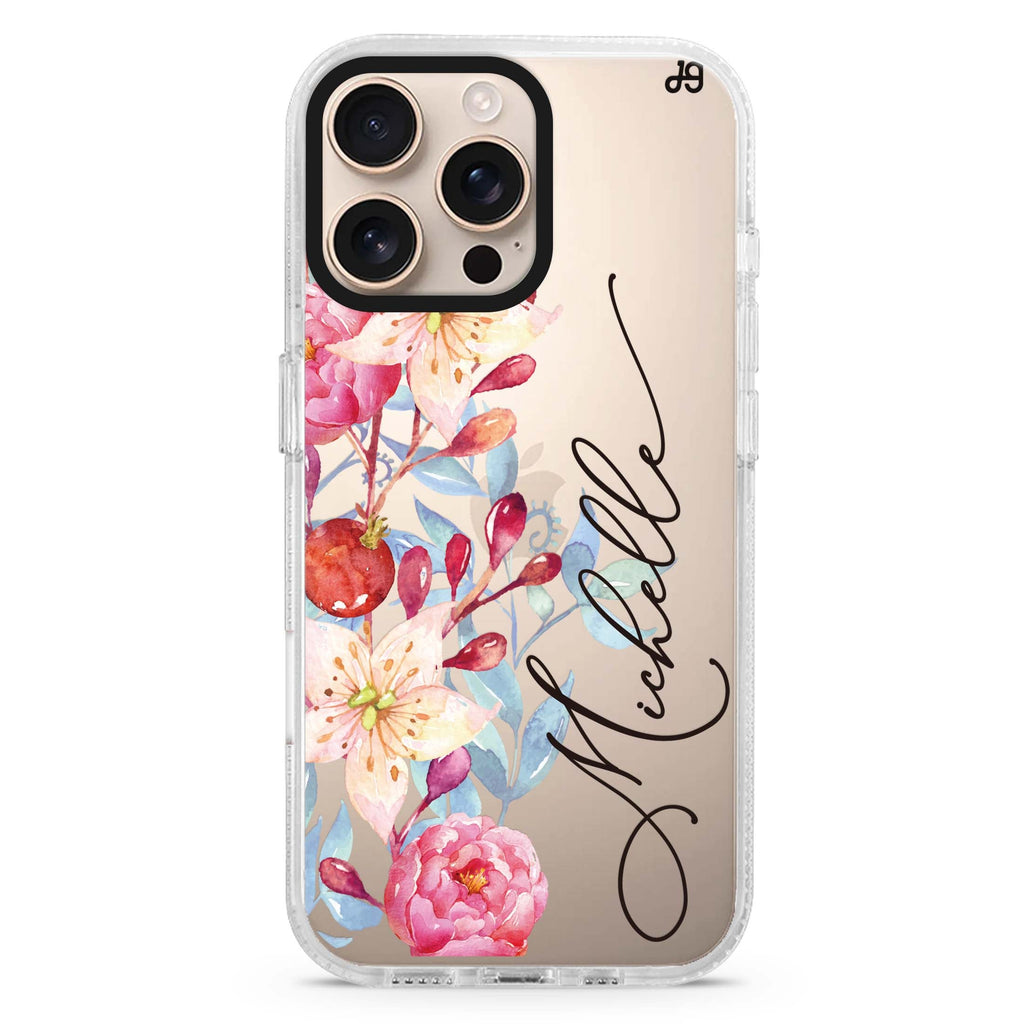 Pink Watercolor Floral Bouquet iPhone 16 Pro & 16 Pro Max Case - Personalized and Stylish Protection