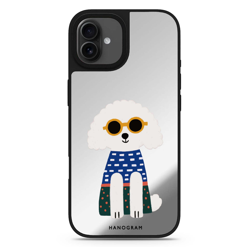 Poodle Peace Vibes black cat lucky black cat black cat iPhone 17 mirror case