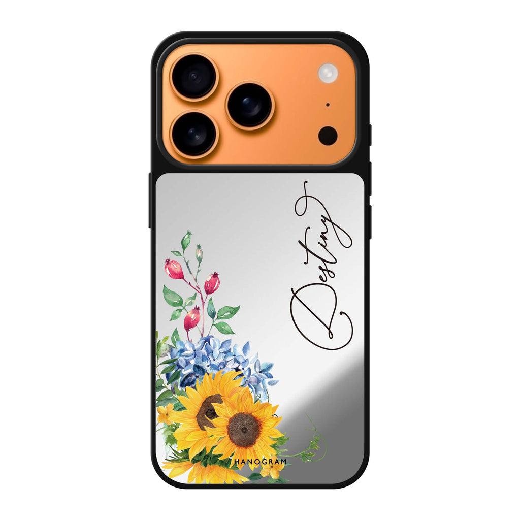Blooming Sunflower personalized name spring flower sun celestial iPhone 17 Pro Max mirror case