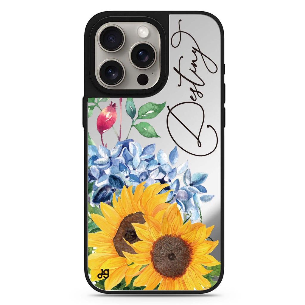 Blooming Sunflower personalized name MagSafe mirror case for iPhone 16/15/14 Pro Max and Pro, main view