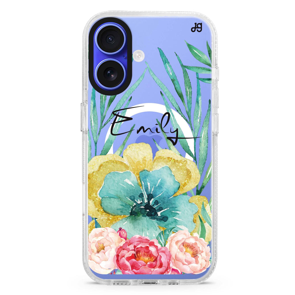 The Great Golden Flower MagSafe Compatible iPhone 16 Ultra Clear Case - Personalized and Stylish Protection