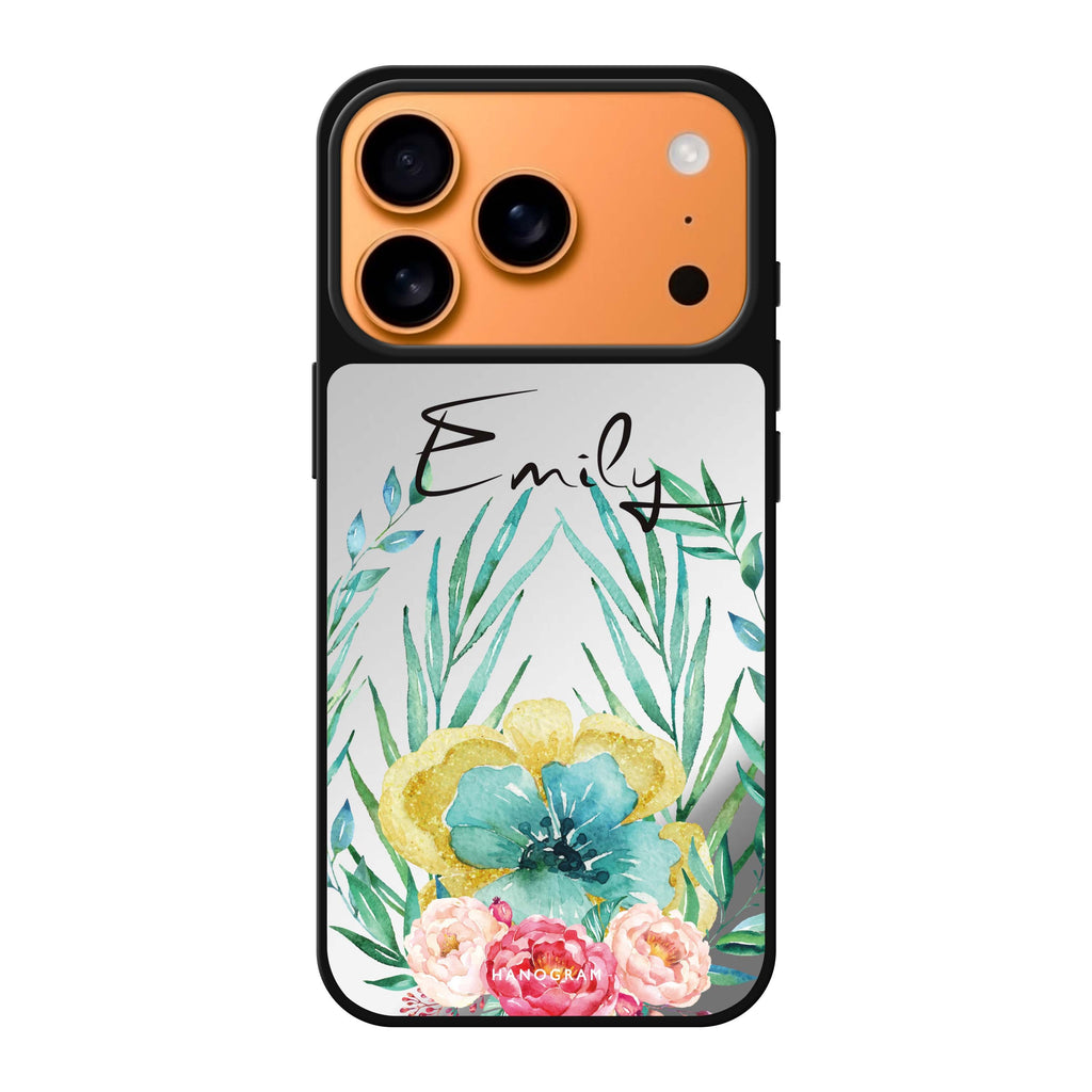 The Great Golden Flower personalized name gold flower floral iPhone 17 Pro Max mirror case