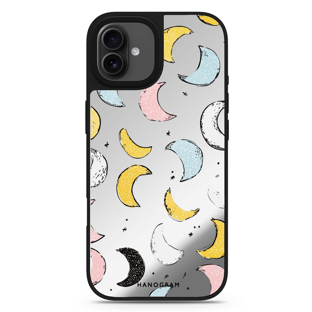 Dreamy Moon Doodles celestial abstract art iPhone 17 mirror case
